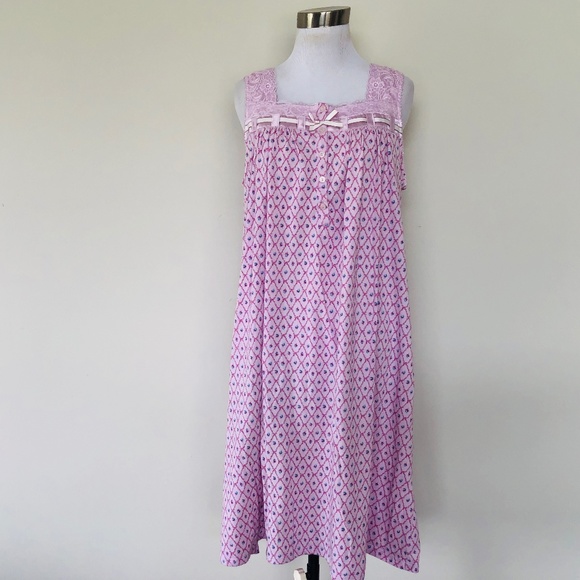 Nightgown Pullover Sleeveless SECRET TREASURES Pink Floral Square Neck - Picture 1 of 9